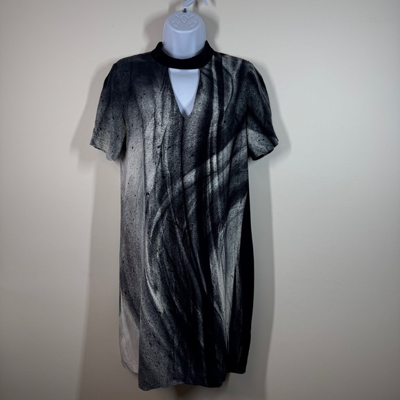Go by Go Silk 100% Silk Black Gray Marble Print Women's Dress Size Small - Picture 3 of 15